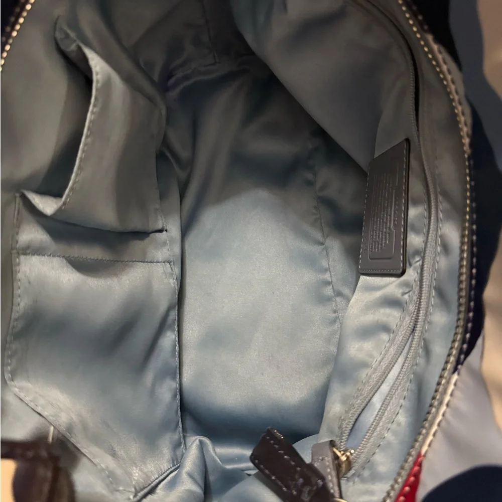Coach Blue and Red Patterned Bag w/ matching wallet - Picture 3 of 5